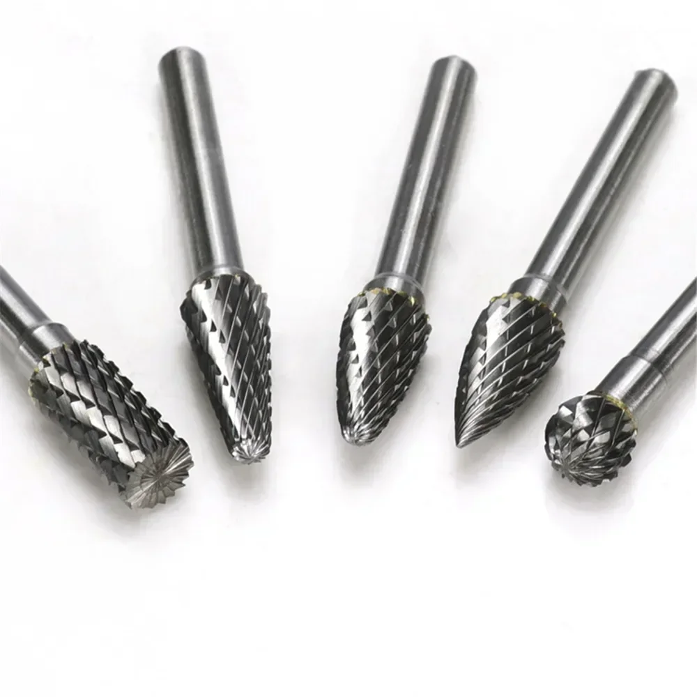 Tungsten Carbide Burr File 5Pcs 6X10Mm B D G L F Type  Rotary Milling Cutter for Dremel  Tools