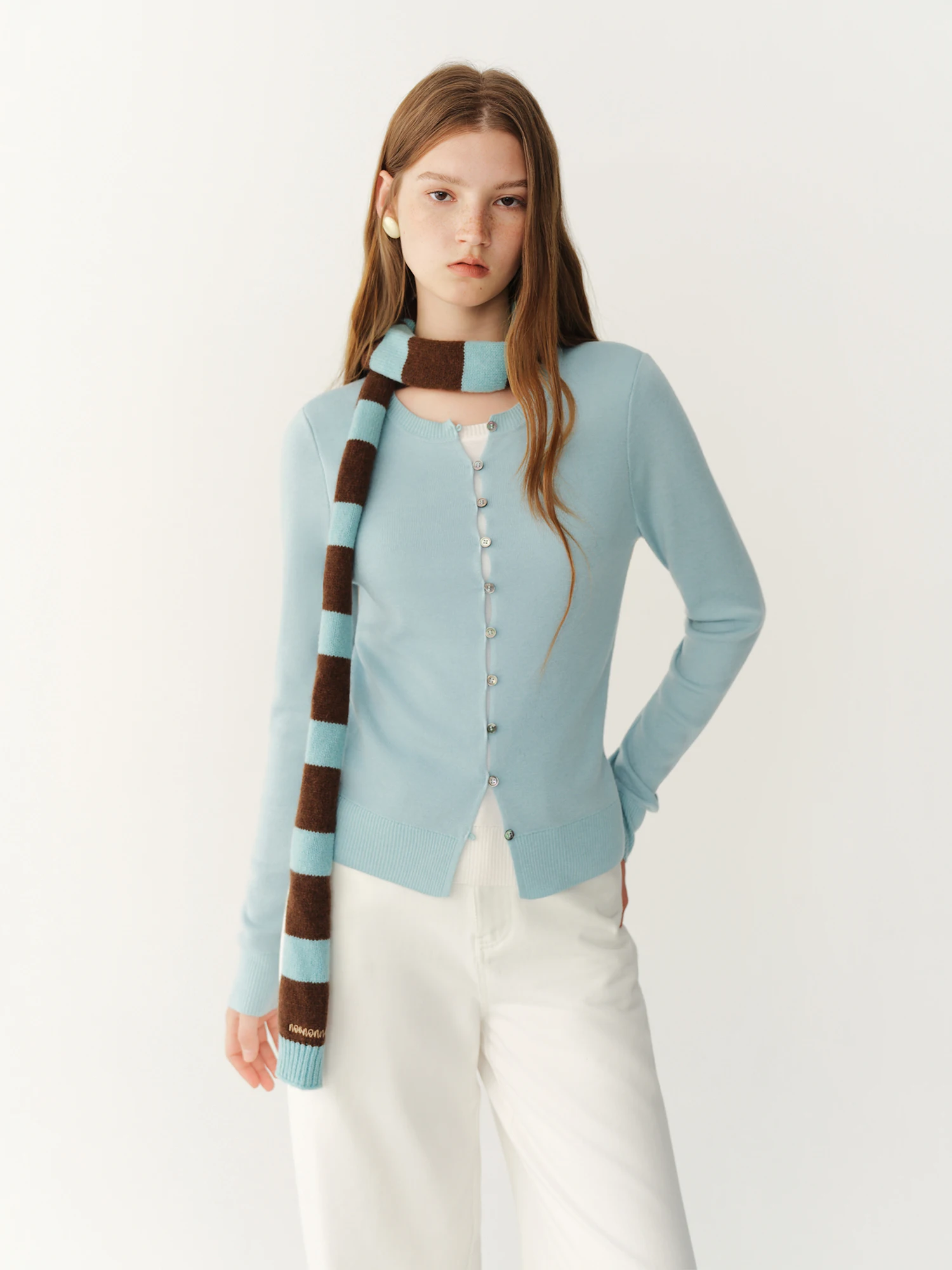 FSLE 2026 Winter New Crew Neck Color‑Blocked Fake Two‑Piece Knit Sweater Wool‑Blend Soft Warm Long‑Sleeve Casual Pullover Top