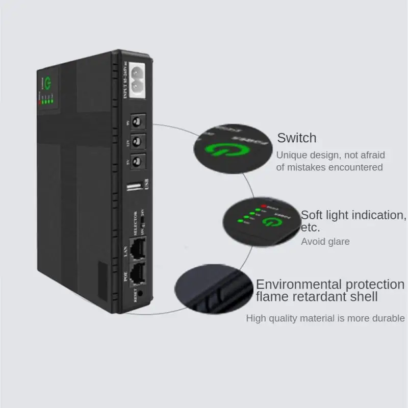 1036P DC UPS Power Adapter 8800/10400mAh 136W Output Uninterruptible Power Supply Mini UPS Battery Backup 5V 9V 12V EU Plug