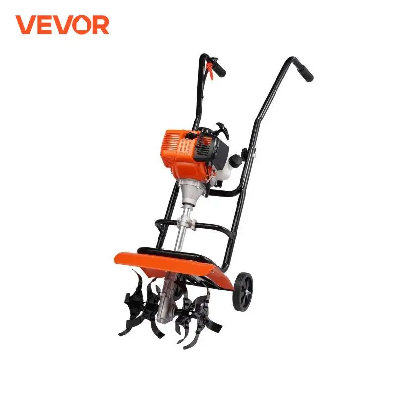 VEVOR Tiller Cultivator Gas Powered 38CC Garden 4 Steel Adjustable Front Tines For Lawn Garden and Field Soil Cultivation