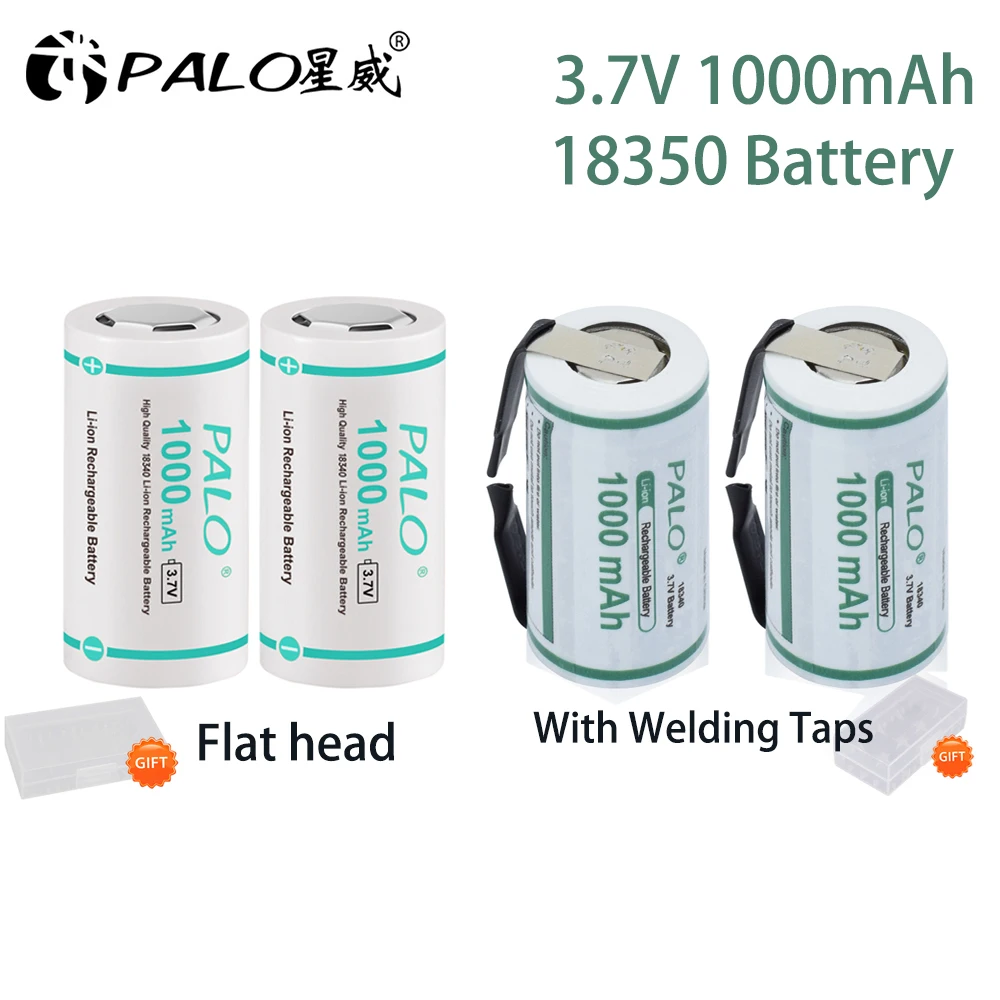 PALO ICR 18350 lithium Rechargeable battery 3.7V 18340 18350 Battery For Flashlights Doorbells Camera Replacement Batteries