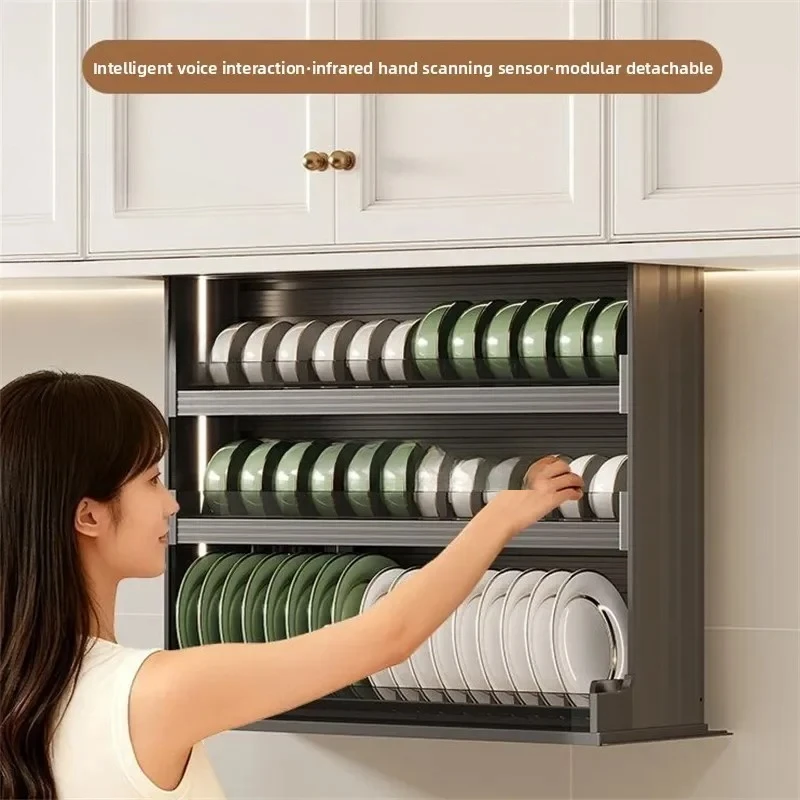 & Electric Lift-Down Pull-Out Kitchen Cabinet Basket Retractable Drop-Down Storage Shelf for Upper Cabinets Space Saving Spice
