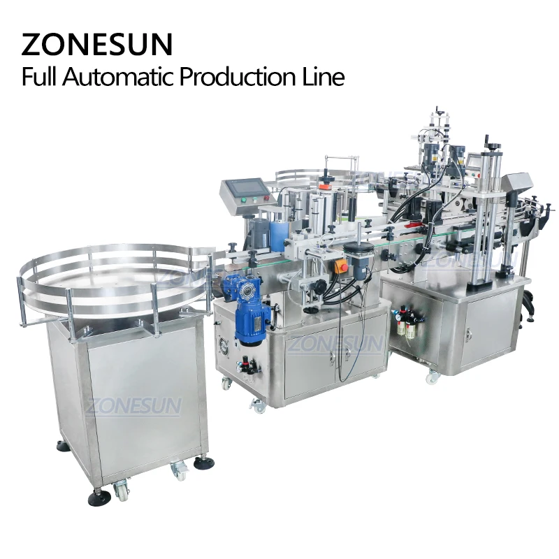 ZONESUN ZS-FAL180R4 Automatic Piston Beverage Filling Capping Labeling Machine Line With U Shape Conveyor Belt