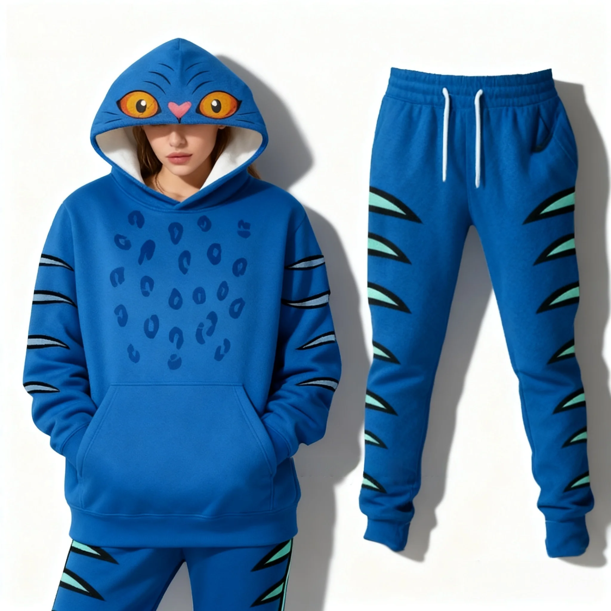 Осенне-зимний комплект с капюшоном для косплея, группа охот на тигре, ведьма, большой корейский стиль, американский уличный комплект, забавная женская одежда