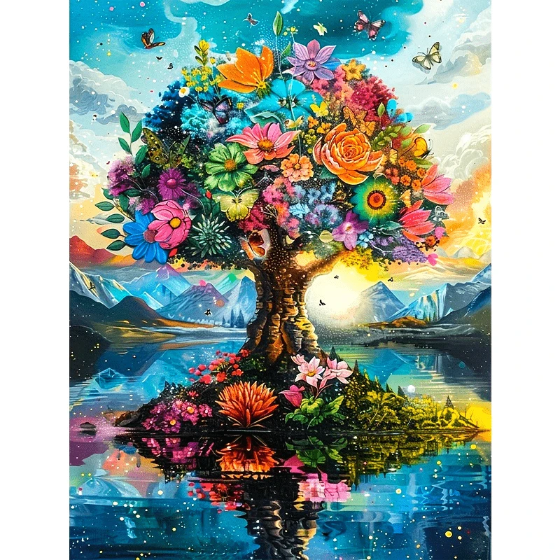 

Flowers Trees and Butterflies Scenery 500/1000/1200/2000 PCS Jigsaw Puzzles Family Activity Games for Gameroom Bedroom Gifts