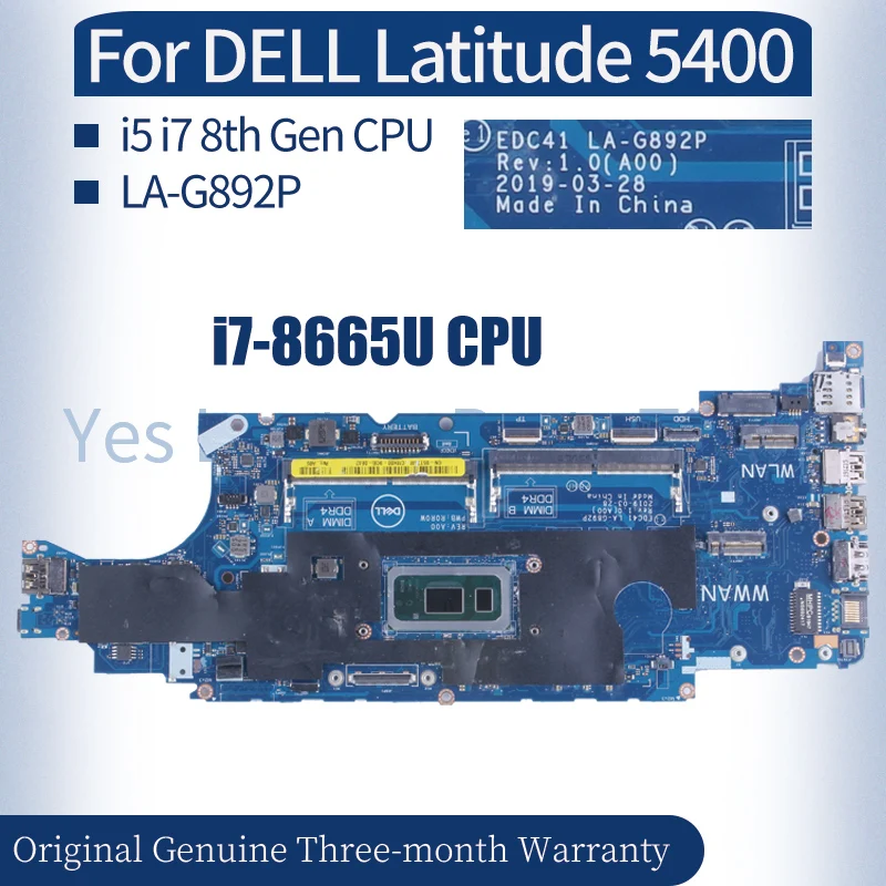 

Материнская плата для ноутбука DELL Latitude 5400 EDC41 LA-G892P 05T75M 06RVRC CN-05T75M DDR4, материнская плата для ноутбука