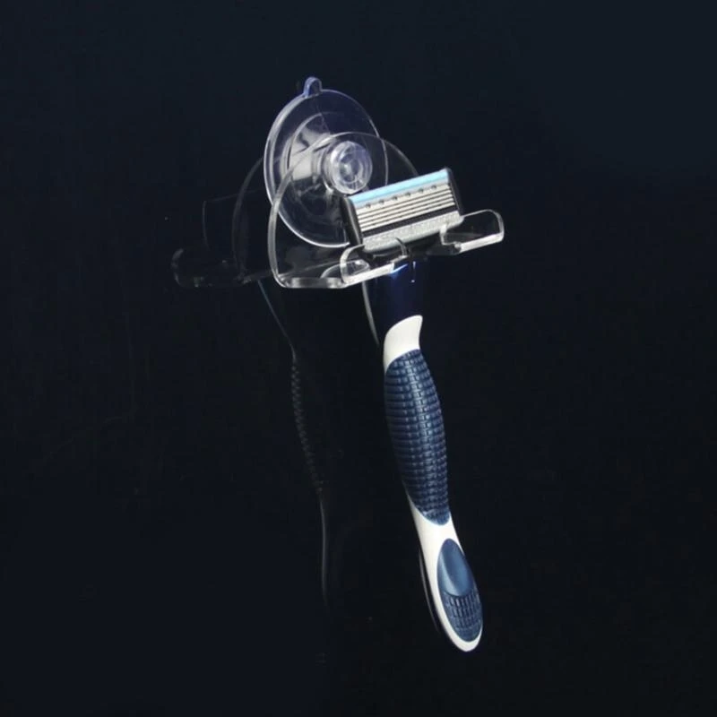 Shaver Toothbrush Holder Washroom Wall Sucker Suction Cup Clear Hanging Rack N2UD