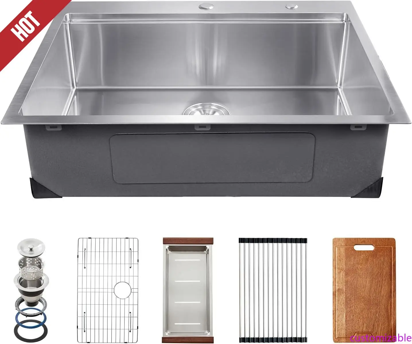 

НОВАЯ 30-дюймовая встраиваемая рабочая станция для кухонной мойки, 9-дюймовая кухонная мойка с глубоким верхом и одной чашей, раковина из нержавеющей стали 304