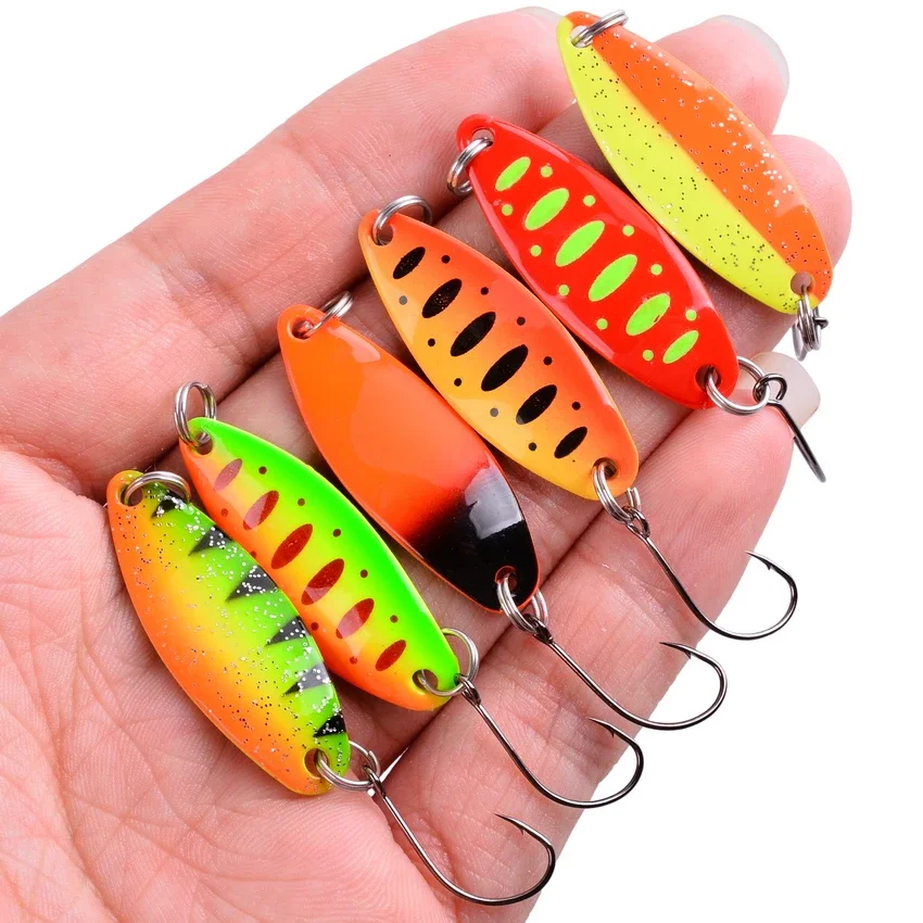 5/6PCS 3.5g/5g Fishing Bait Fishing Metal Spoon Lure Bait For Trout Bass Spoons Small Hard Sequins Spinner Spoon