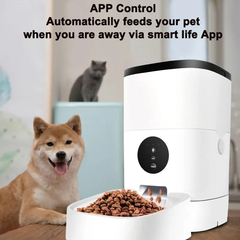 Automatic pet feeder with camera pet automatic feeder phone remote control 4L 6L capacity wifi connection smart