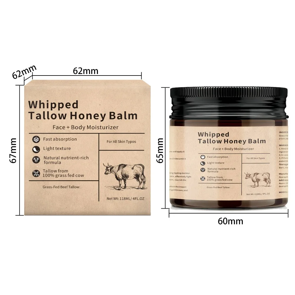 Bálsamo hidratante de miel Tallow de ternera que mejora la crema facial áspera no grassa, crema hidratante facial rejuvenecedora Tallow para cara y cuerpo