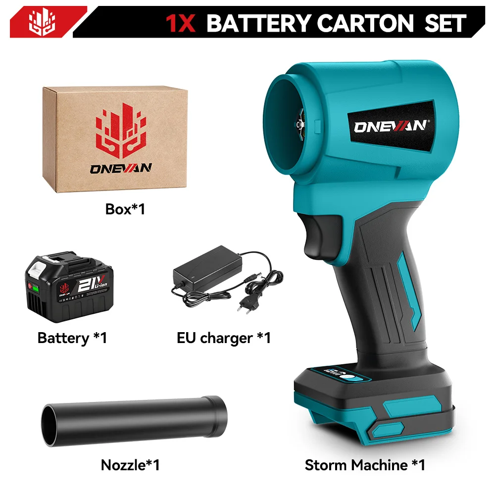 ONEVAN 400 M/S 4000 W High Power Borstelloze Turbo Blower Fan Elektrische Luchtblazer Jet Fan Sneeuwblad stof Tool Voor Makita Batterij Pin