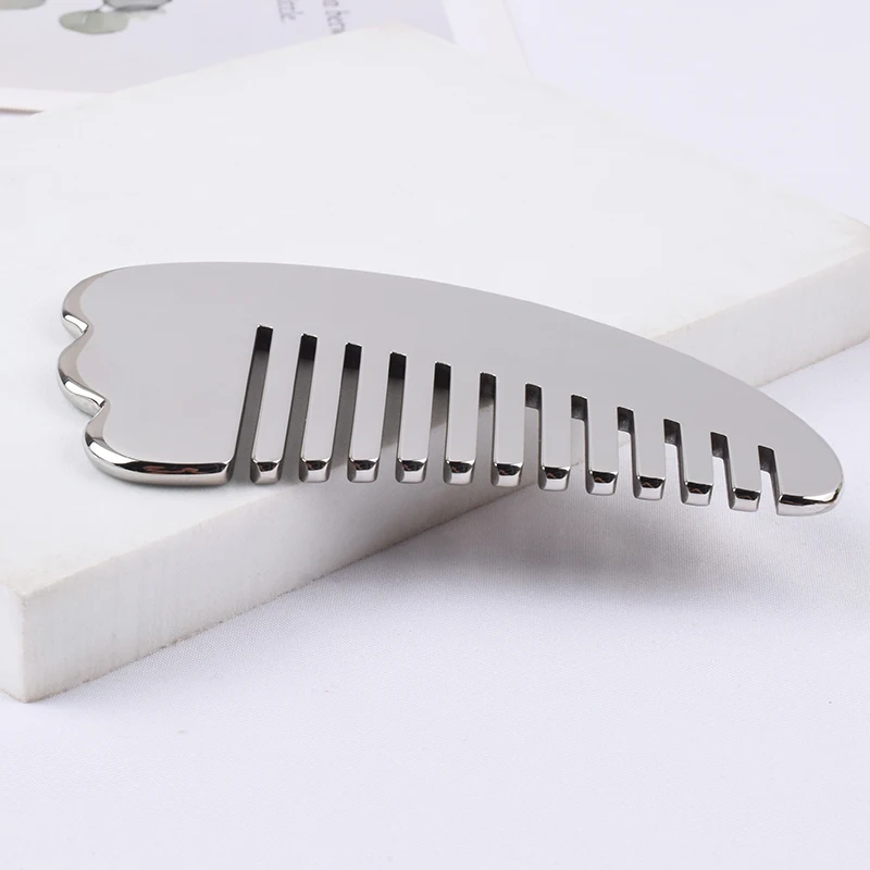 stainless steel Massage Comb Head Face Scalp Gua Sha Massager Facial Wide Tooth Guasha Scraping Body Massage Shaping Relaxation