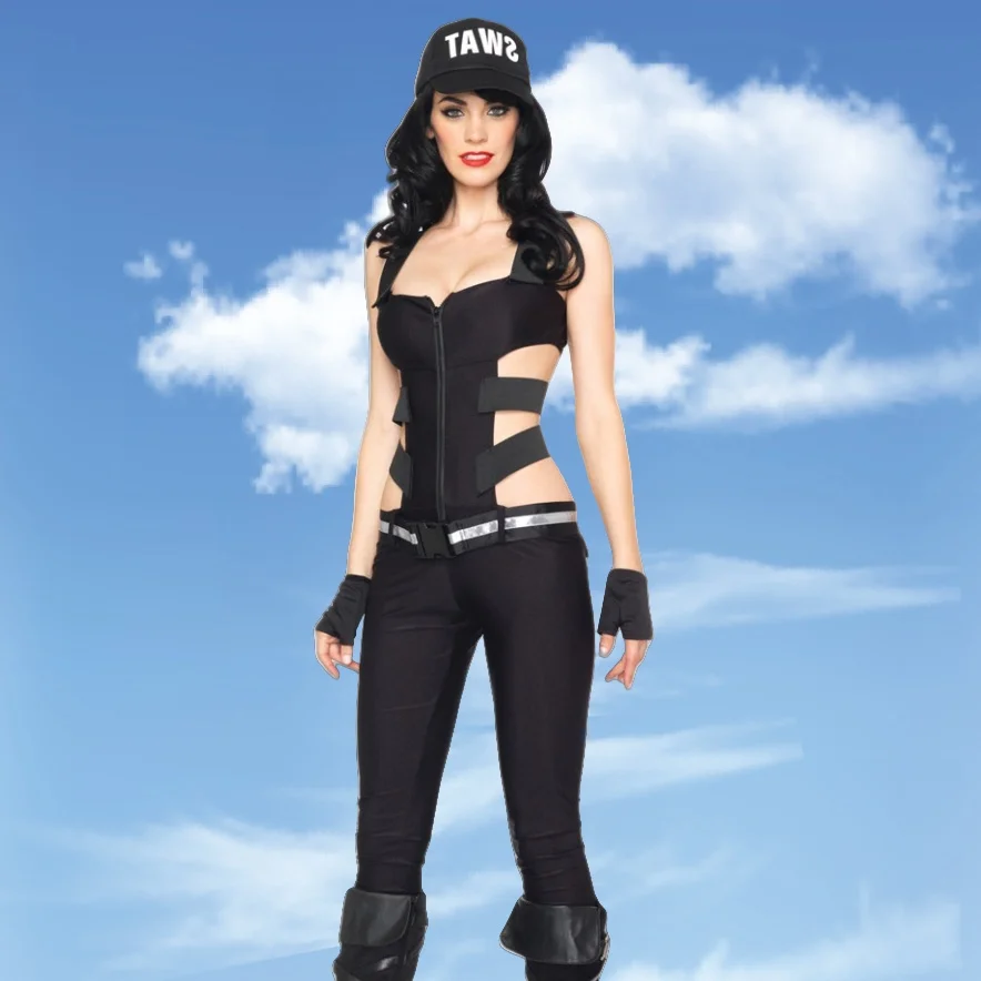 Disfraz de francotirador SWAT para mujer, traje de oficial de policía de tamaño adulto para fiesta de Halloween