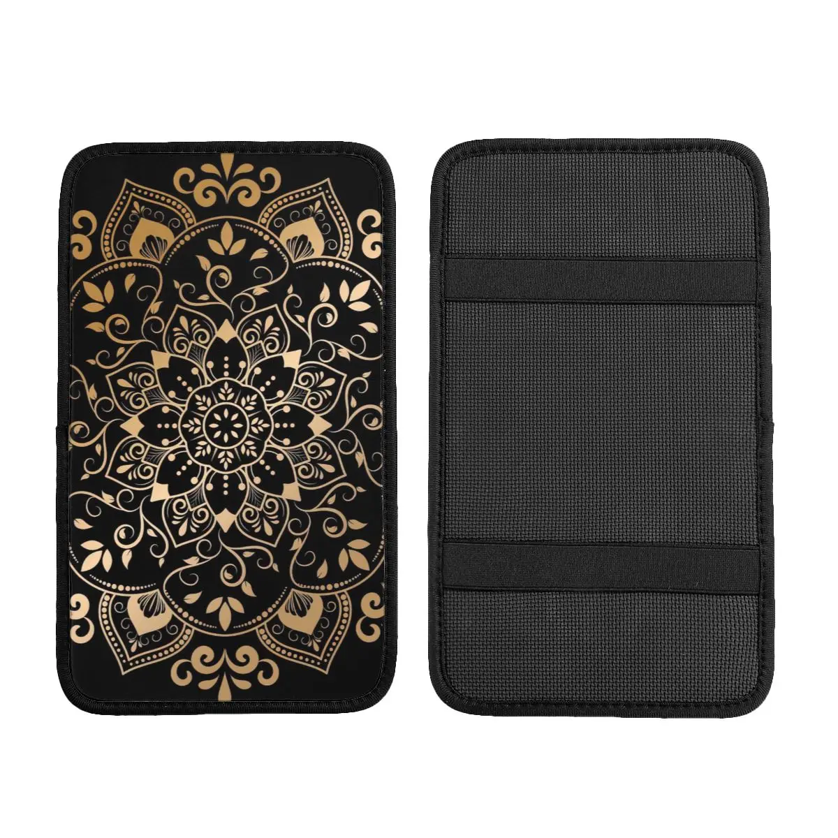 Luxury Gold Vintage Mandala Design Car Accessories Car Handrail Box Cushion Custom Print Non-slip Car Armrest Cover