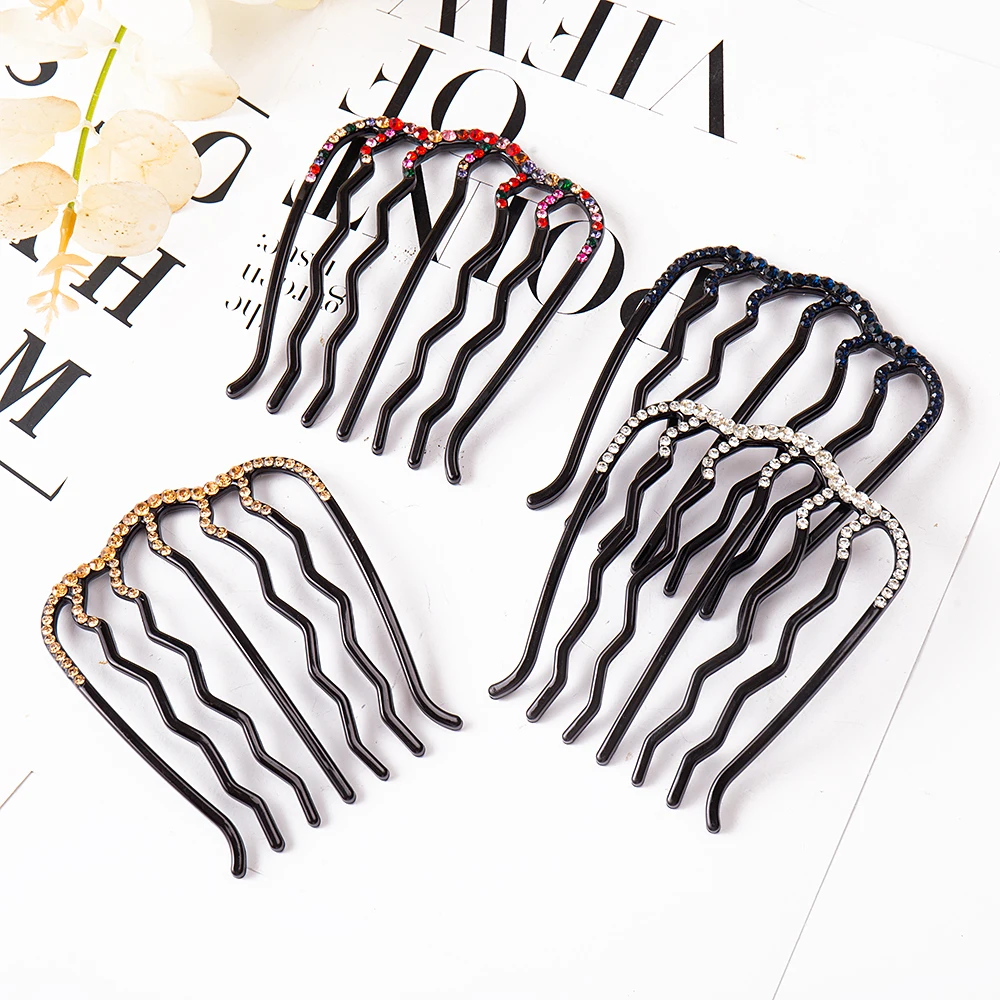 Rhinestone Hair Comb Hairpins Crystal Women Hair Clip Maker Bun For Girls Fashion Ponytail Holder Hair Accessories Headdress