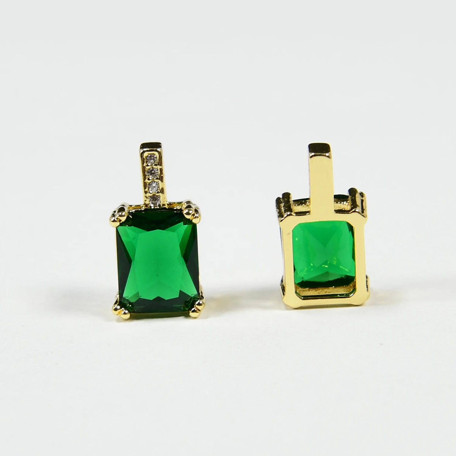 

APDGG 10 Pcs Green Crystal Cubic Zirconia CZ Paved Yellow Gold Plated Pendant Charms Pearl Necklace Jewelry Making DIY
