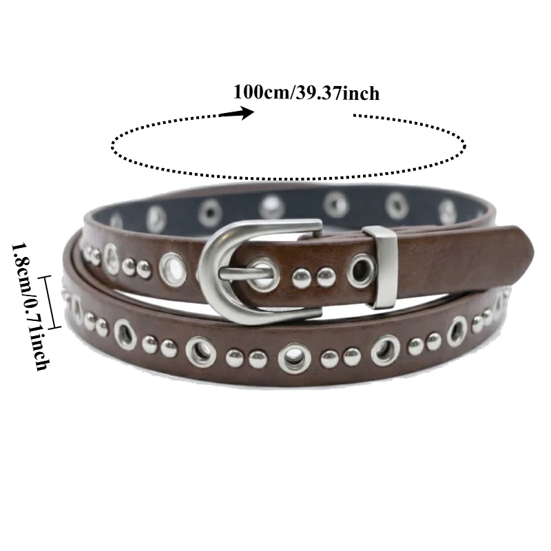 Fashionable High-End Versatile Studded Women’s Buckle Belt Niche Design Light Luxury Versatile for Dresses and Jeans