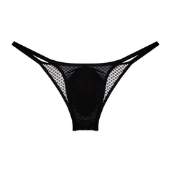 Mens Briefs Lingerie Low Waist Pouch Underwear Mesh Sheer See Through Ultra-Thin Underpants Sexy String Bikini Men Homme Slip