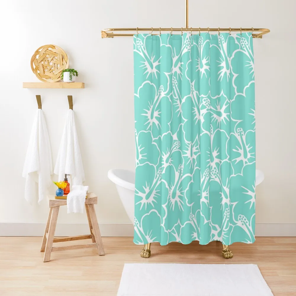 

Tropical Hibiscus Turquoise Floral Pattern Shower Curtain Bathroom And Shower Products Shower For Bathrooms Curtain