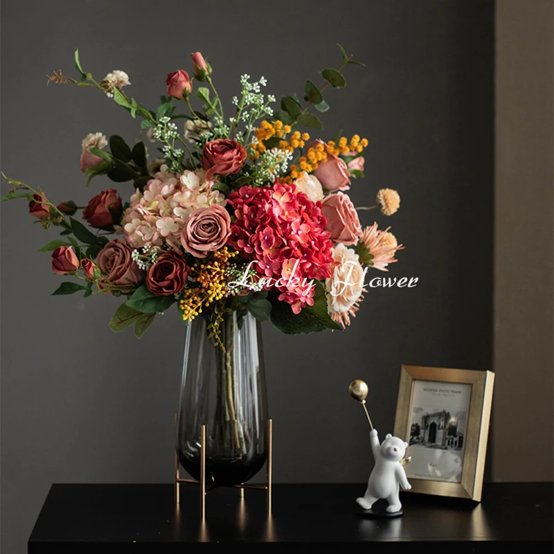 

Artificial flower bouquet Wedding Bridal Bouquet Marrige Decor Floral Arrangement Living Room Decor Home Props Vaze Decor