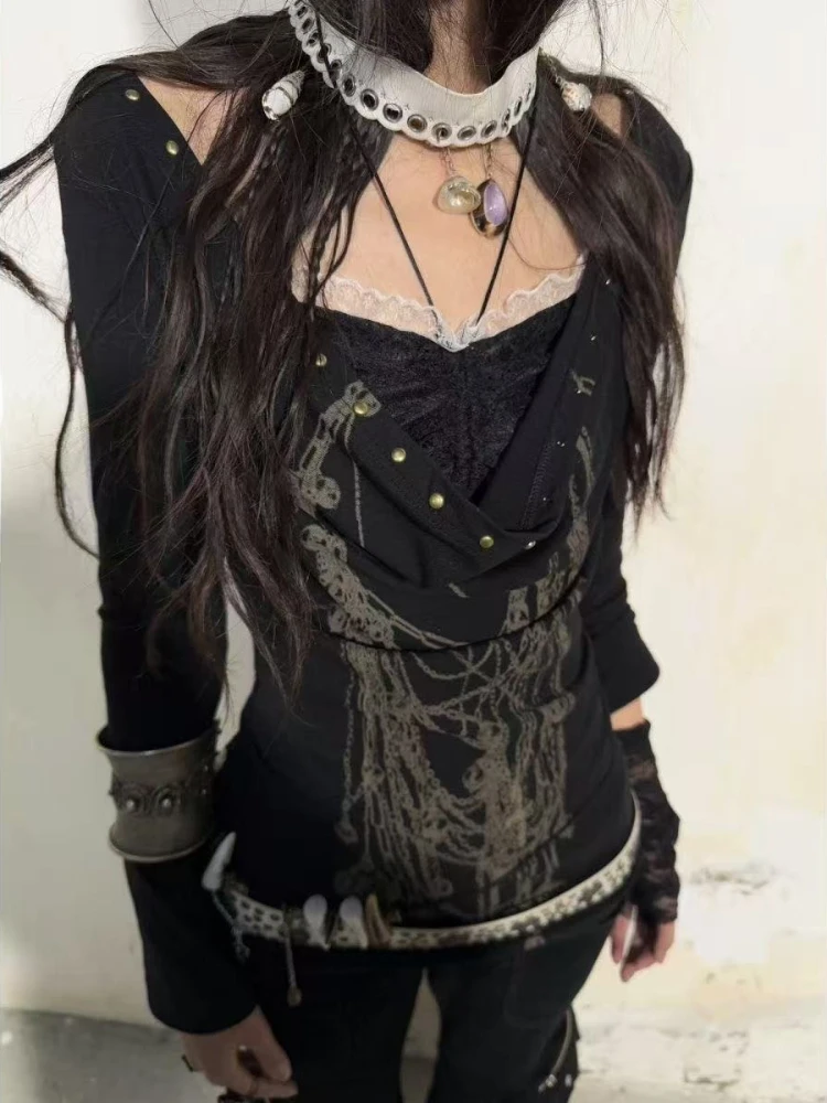 Japonês vintage y2k lolita sem mangas rendas camisas curtas feminino estilo gótico retro estética moda blusa coreano chique primavera