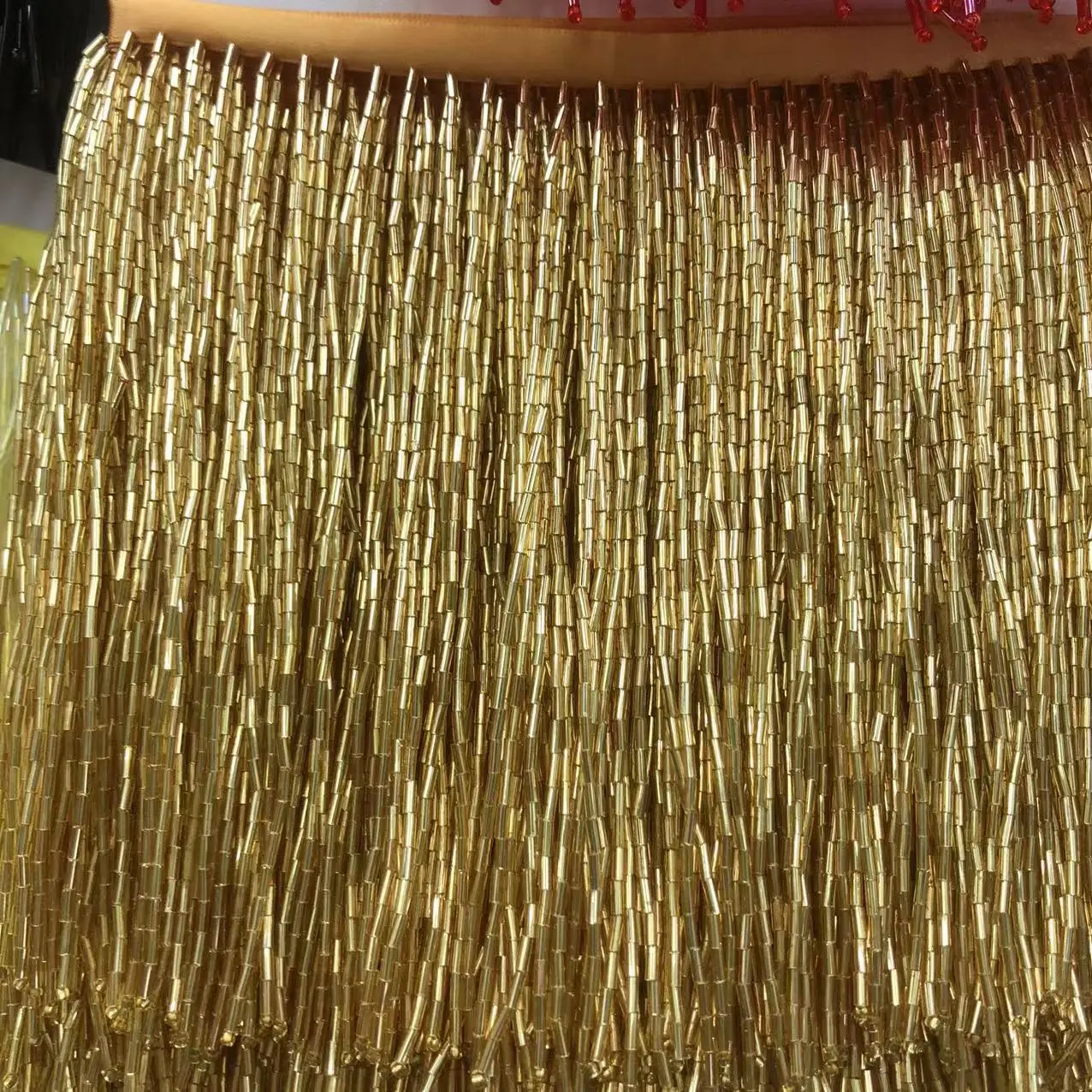 2Yard Tube beaded tassel lace trim handmade beaded dress trim clothing patch