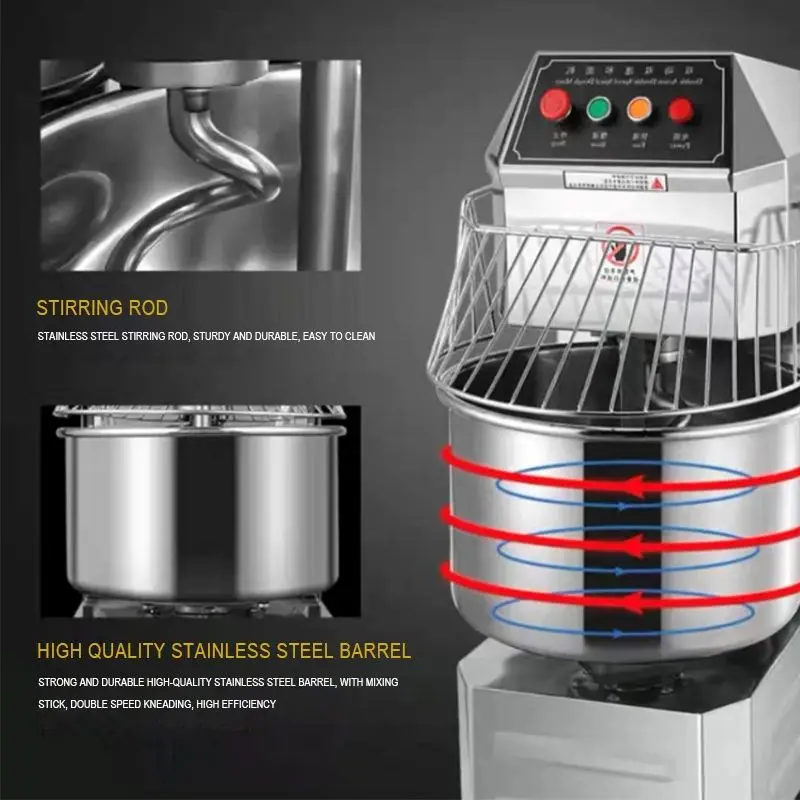 Multifunctional Two Speed Spiral Dough Mixer Fully Automatic Kneading Machine Flour Mixer