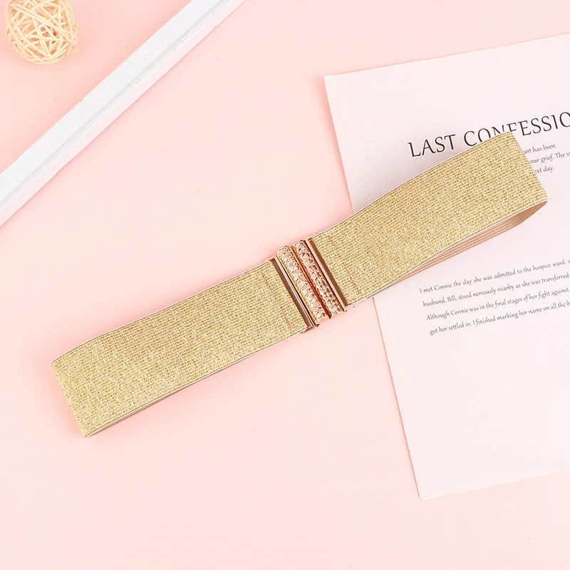 

Винтажный Золотой ремень, эластичный ремень для женщин, металлическая пряжка, эластичный пояс, ремень для платья, куртки, декоративные ремни