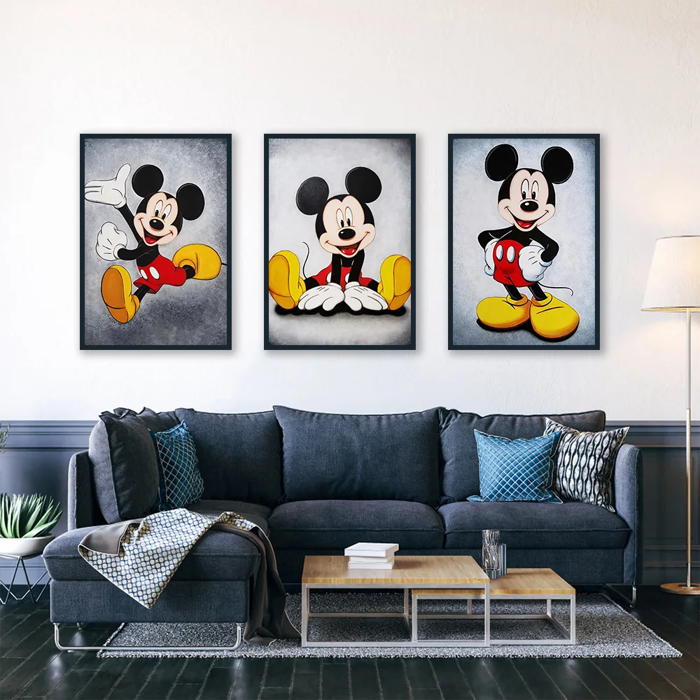 Miniso-Disney Doodle ميكي ماوس رسام حائط ، ملصق فني إبداعي ديكوري لغرفة المعيشة المنزلية ، مطبوعات قماشية لرسومات الأطفال #2