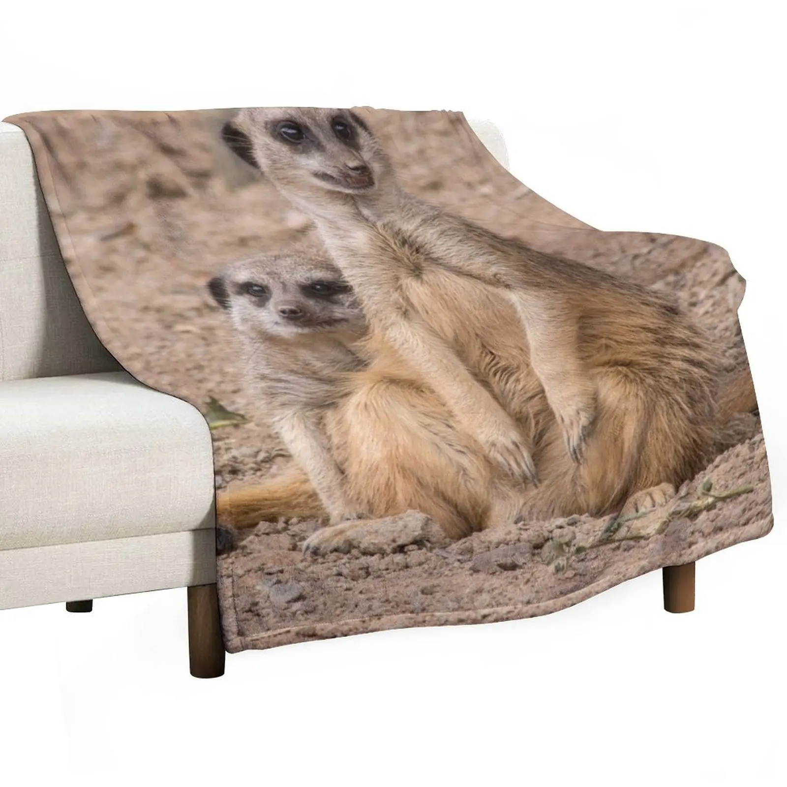 African animals Male and Female Meerkats Throw Blanket Summer Custom for sofa Decorative Throw Thermal Blankets
