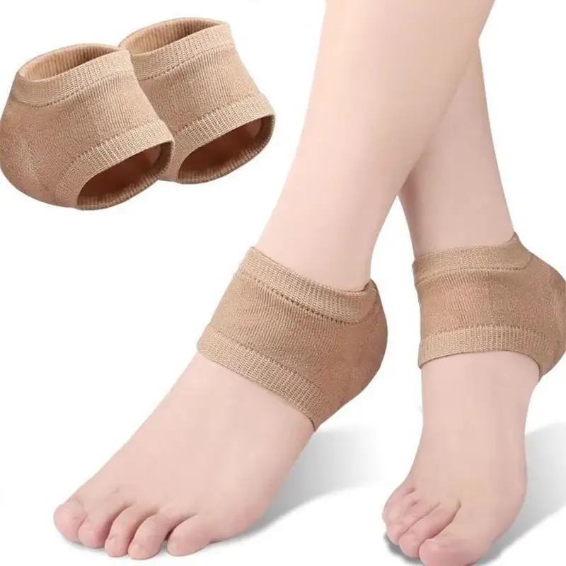 Gel Silicone Heel Protector Sleeve Heel Pads Heel Cups Plantar Fasciitis Support Feet Care Skin Repair Cushion Half-yard Socks