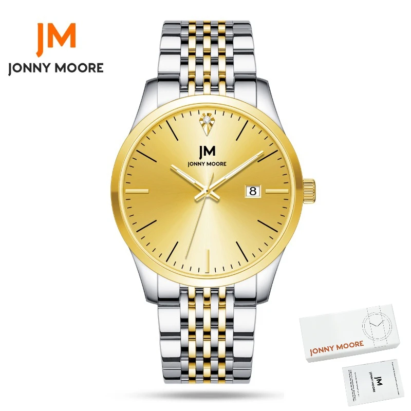 

JONNY MOORE 1608 Модные мужские часы со стальным ремешком Автоматическая дата 30 м Водонепроницаемые деловые часы для мужчин Reloj Hombre