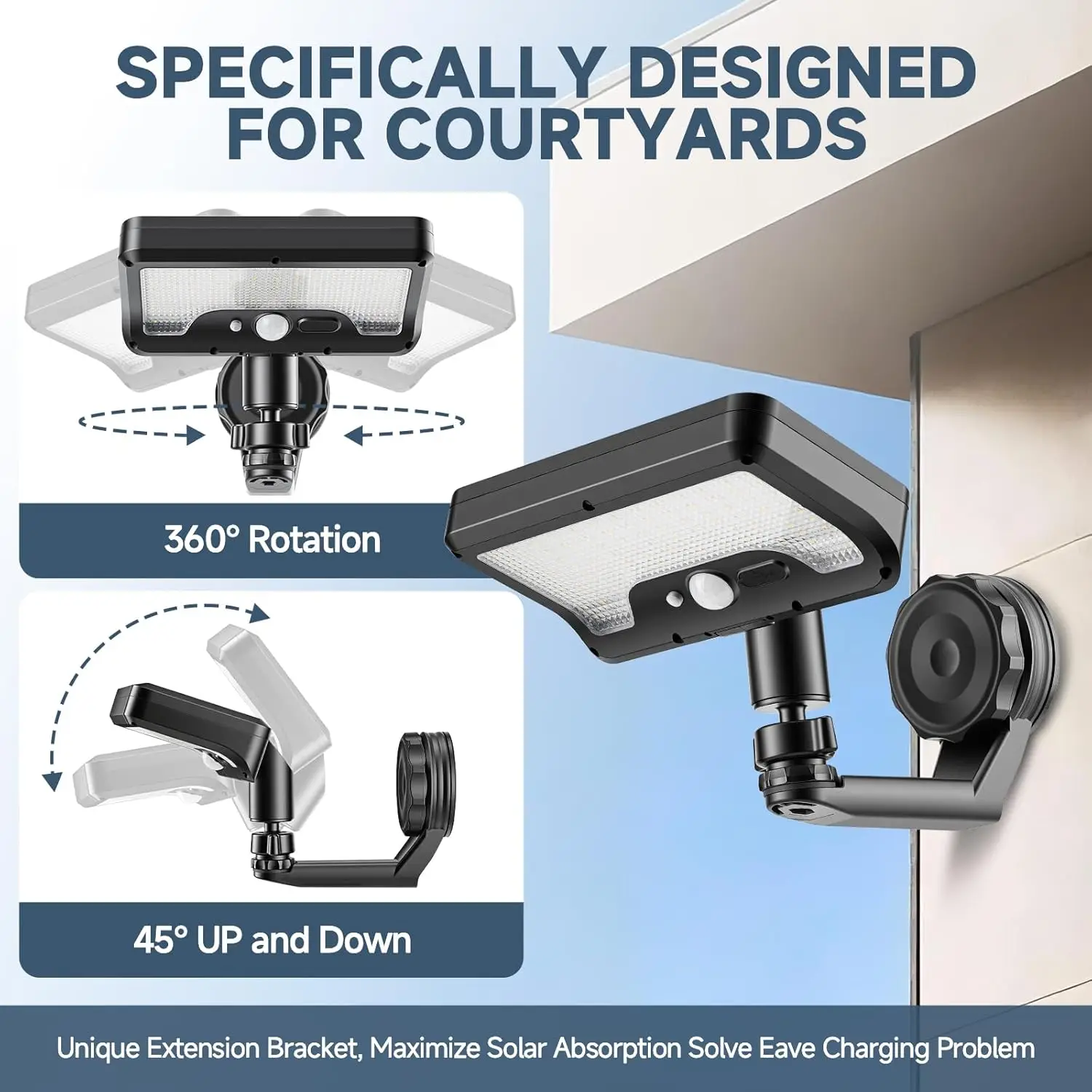 Magnetic Solar Lights Outdoor Motion Sensor, No Drill Installation, 92 LED 270° Wide Angle Magnetic Solar Light