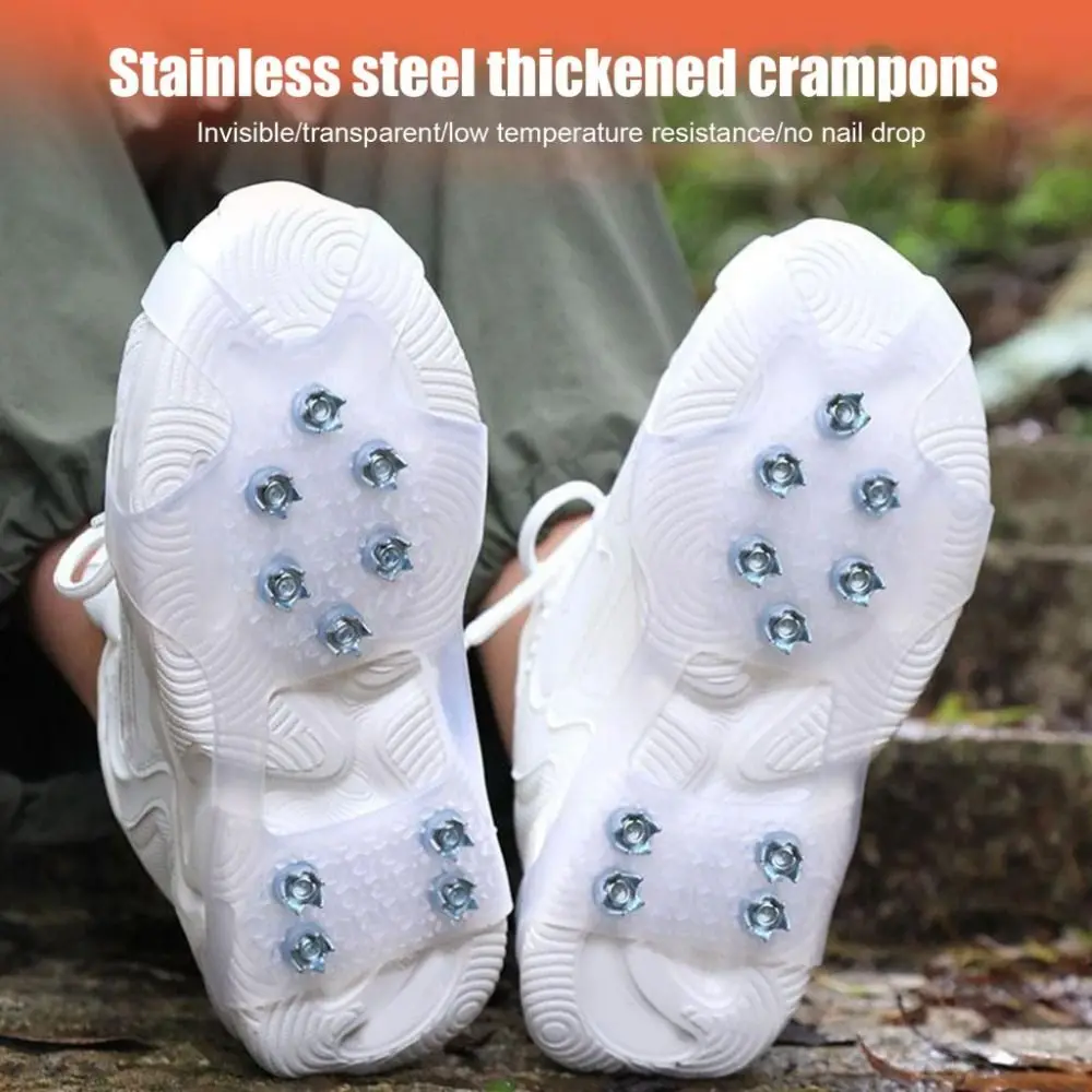 1Pair 10 Teeth Ice Grippers Non-slip Wear-resistant Ice Snow Shoes Spikes Gripper Snow Spikes for Snow Walking Climbing Shoes