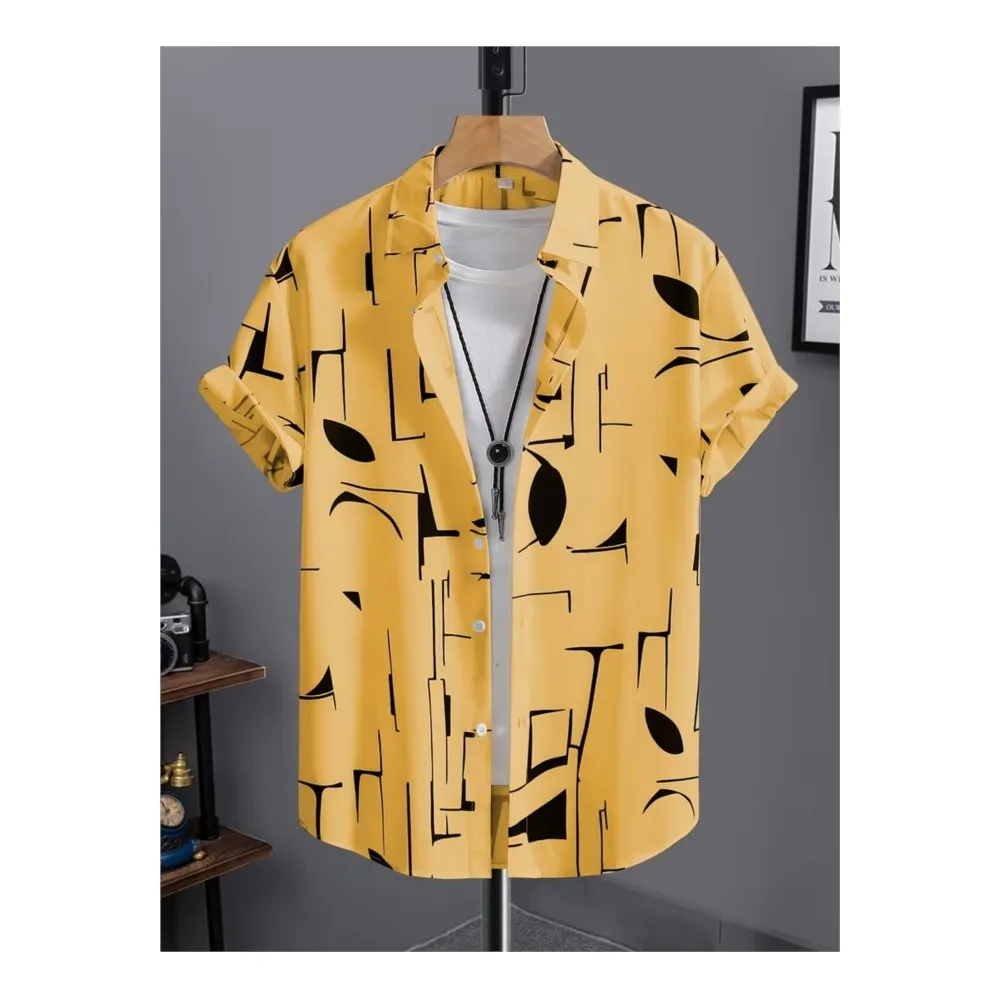 

Summer Geometry Men's Shirt Menswear Clothes Shirts For Man Tops Simple Style Casual All-match Daily Contrast Loose Fashion Chic