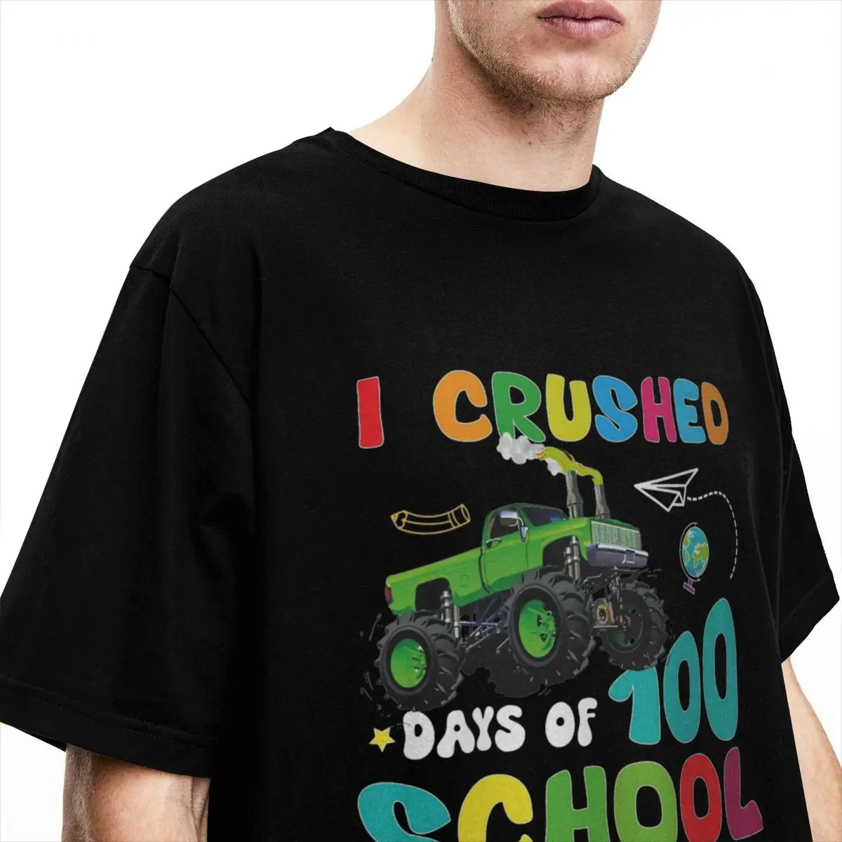 Funny I Crushed 100 Days Of School T Shirt Men Women's Pure Cotton Fashion for Male Round Collar Tee Shirt Short Sleeve Clothes