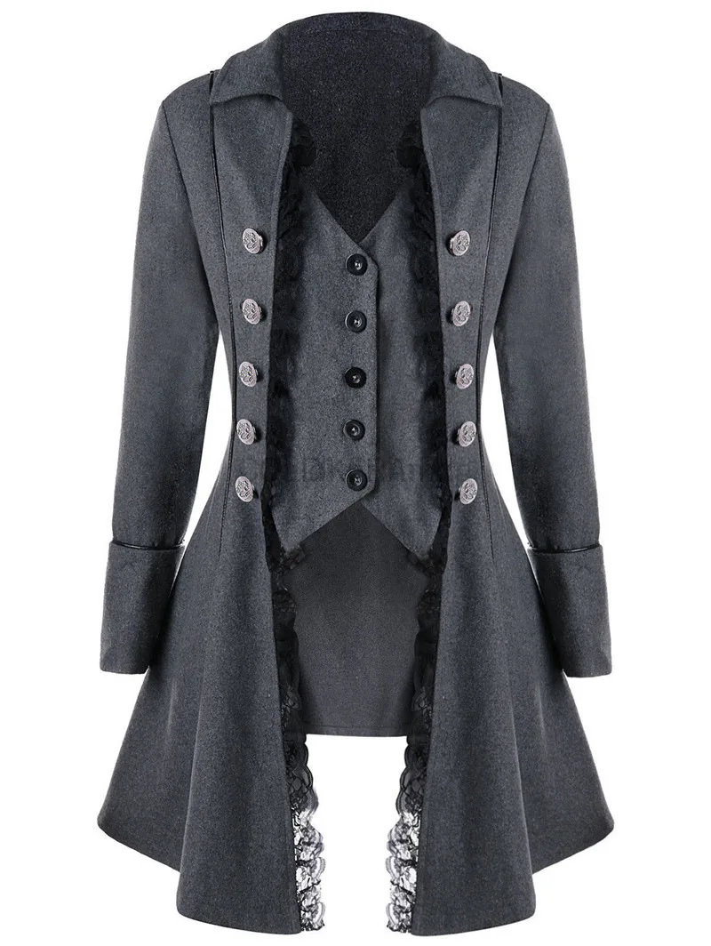 Winter Women's Jacket Gothic Steampunk Corset Halloween Costume Coat Victorian Tailcoat Jacket Medieval Pirate Woman Clothing view 5
