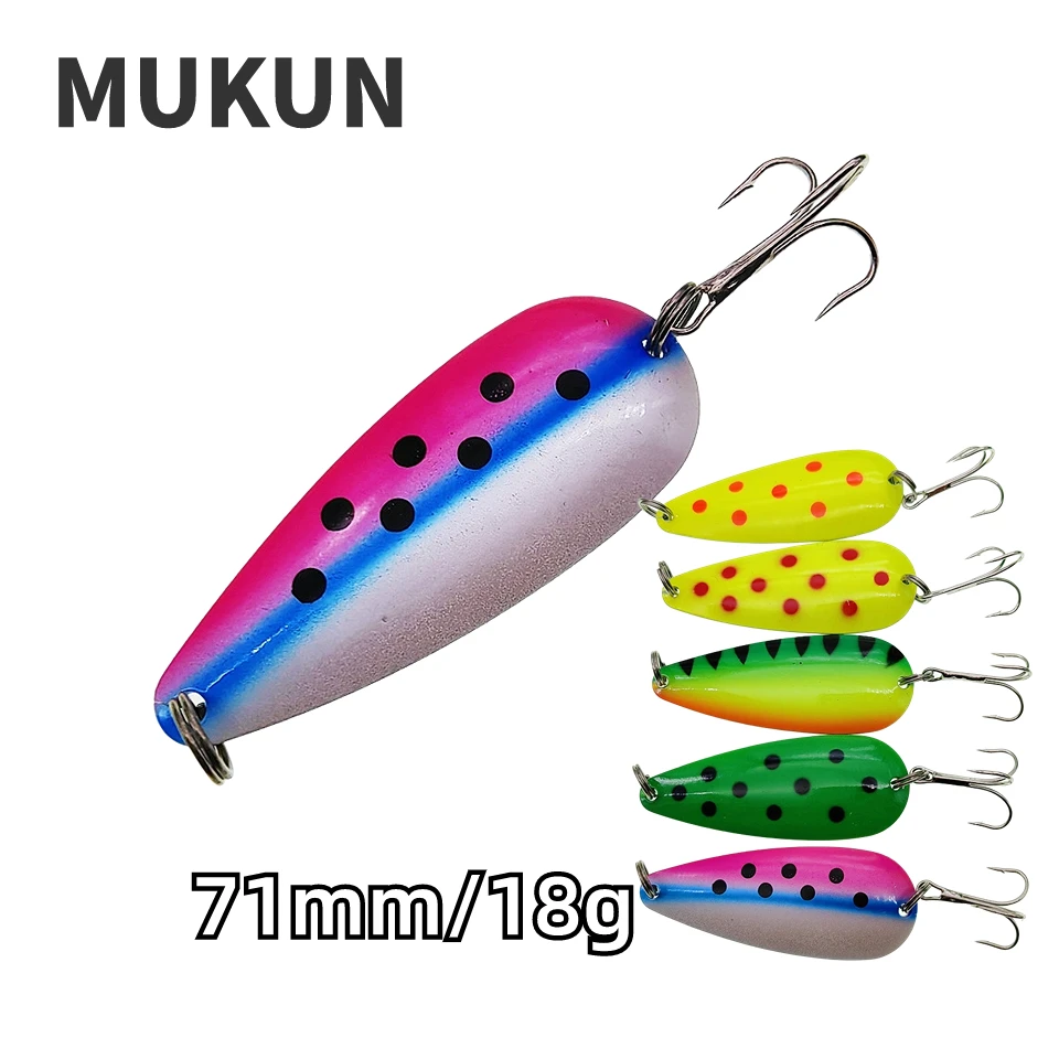 

MUKUN 1PCS 71mm 18g Metal Spinner Spoon Fishing Lure Hard Baits Colorful Sequins Noise Paillette Treble Hook Tackle