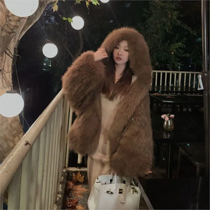 

A new hooded fur coat with laid-back style and light