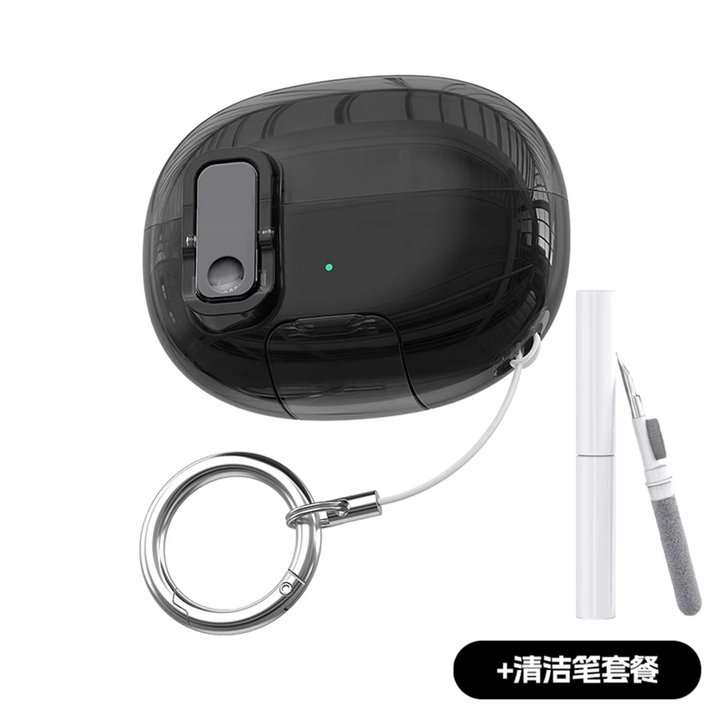 Secure Lock Clear Black Case Dustproof Shockproof Earbuds Cover Anti-scratch with Keyring for SHOKZ Open Dots ONE E310 TPU Cover