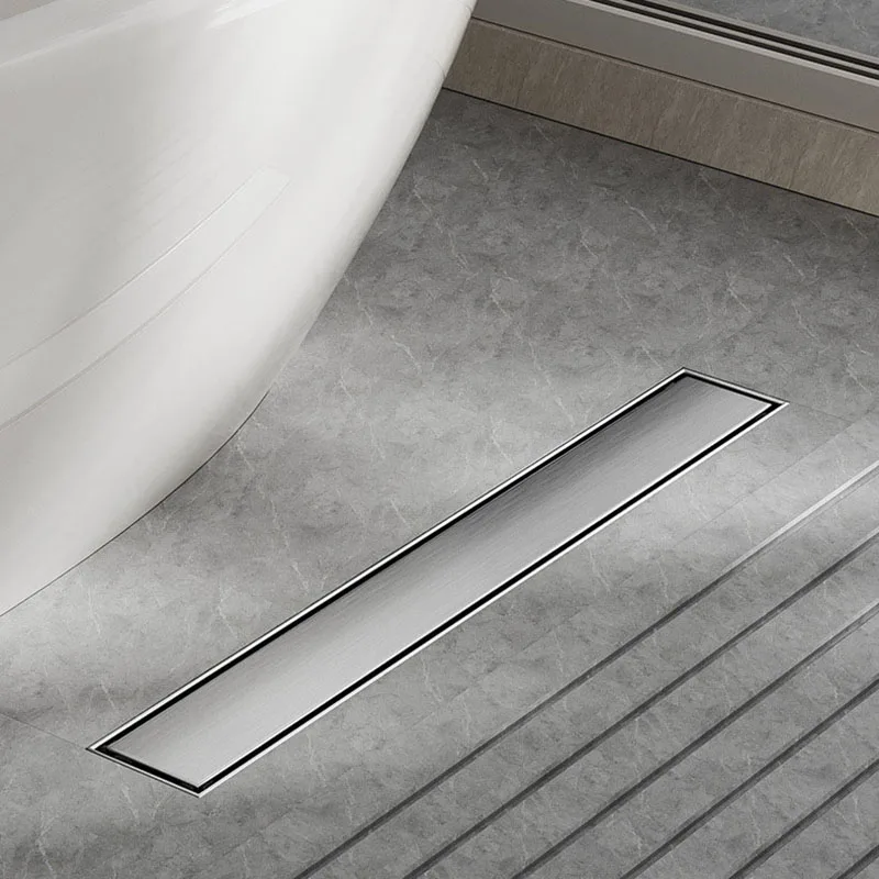 304 Stainless Steel Invisible Long Floor Drain, Gold Can Be Inlaid With Ceramic Tiles, Rectangular Large Displacement, Deodorant