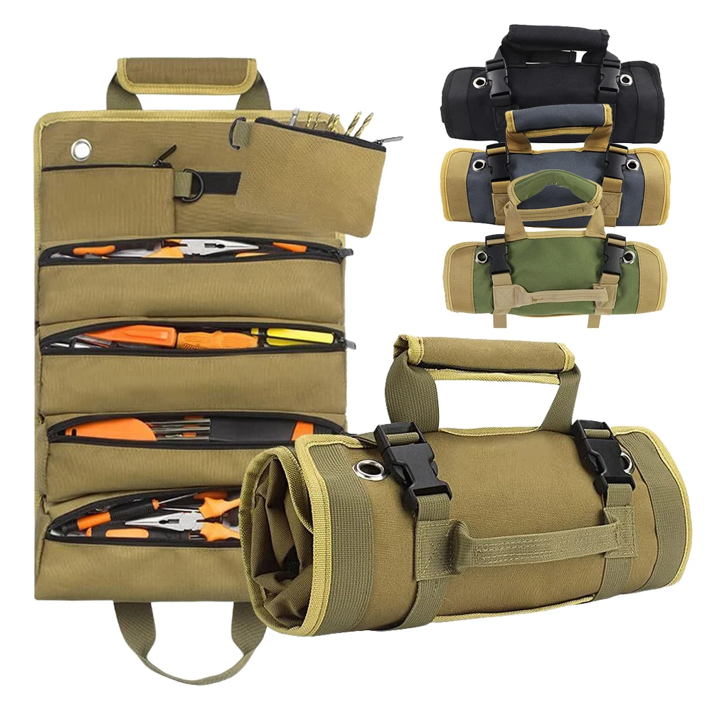 Multi-Purpose Tool Bag Portable Tool Roll Organizer Space-Saving Hardware Tools Pouch for Mechanic/Electrician/Motorcycle/Truck