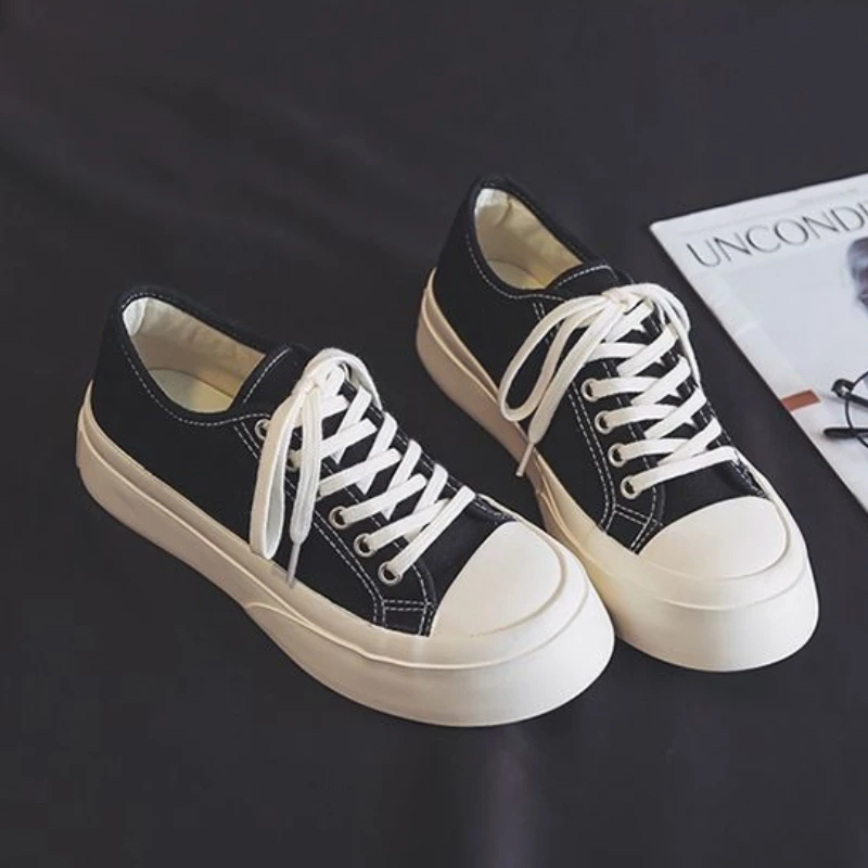 

Ins Canvas Sneakers Women Thickened Toe Cap Soft Platform Loafers Lightweight Casual Shoes for Daily Wear Non Slip Anti Fatigue