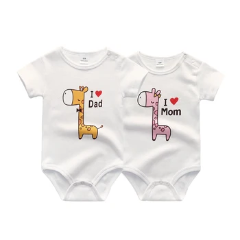 Kiddien'aime-Costumes de batterie pour nouveau-né, Onesies jumelles pour bébé, 100% coton, quatre saisons, j'aime papa maman, garçon, fille, doux, 2 pièces par lot 5