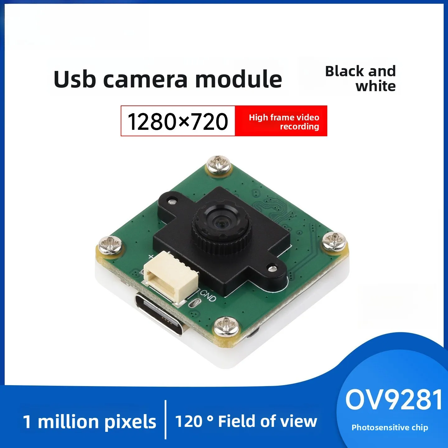 OV9281 Black-and-White USB Camera Module, 1MP 120 FPS High Frame Rate Global Shutter Low Latency