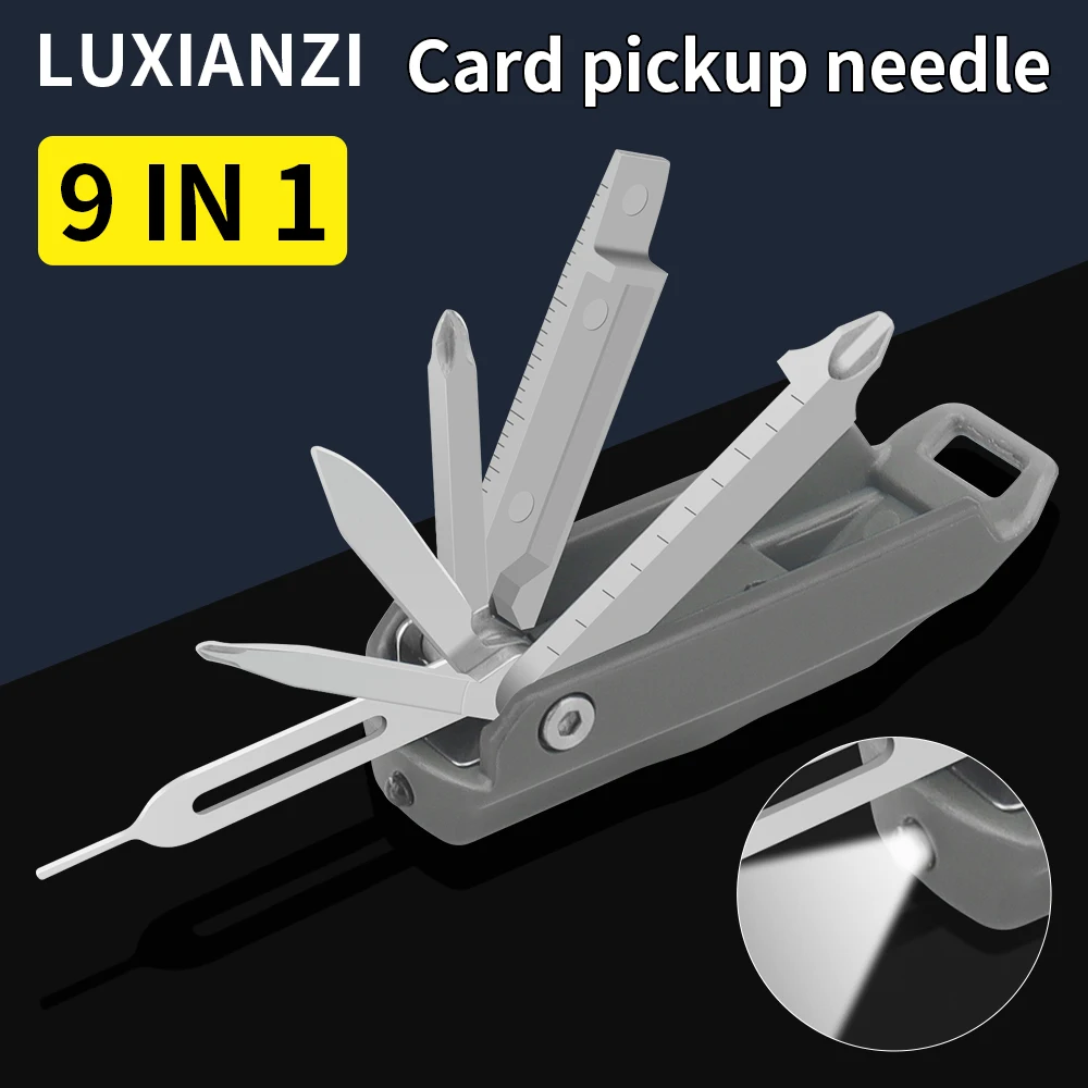 

LUXIANZI 9 в 1, средство для удаления SIM-карт для телефона, игла, отвертка, нож, многофункциональные запасные части, ручной инструмент, портативный брелок
