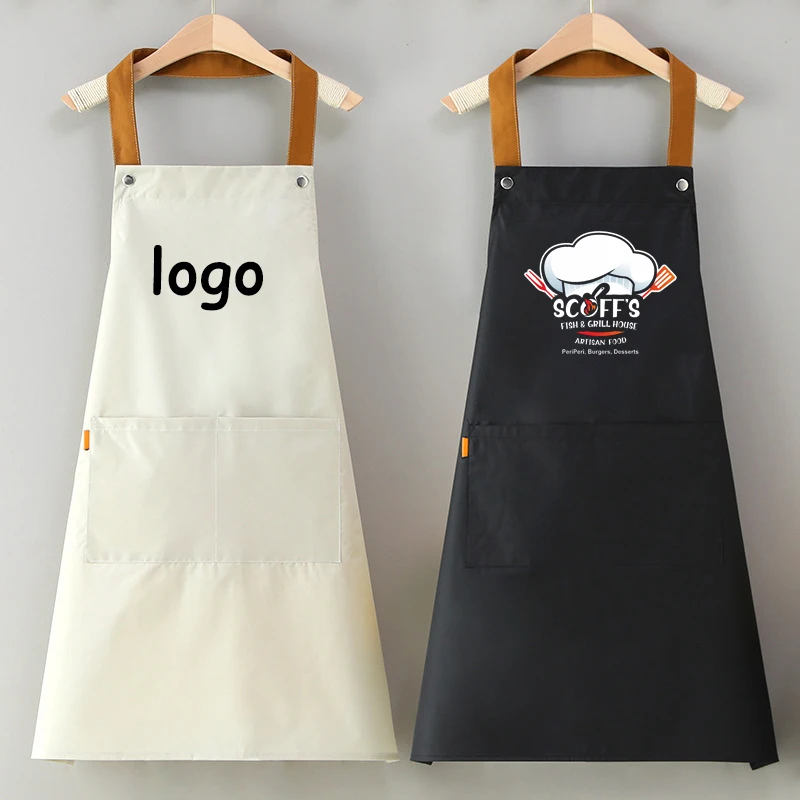 Trendy Home Kitchen Aprons with Personalized Logo for Cooking WaterRepellent GreaseProof for Culinary Workers Men