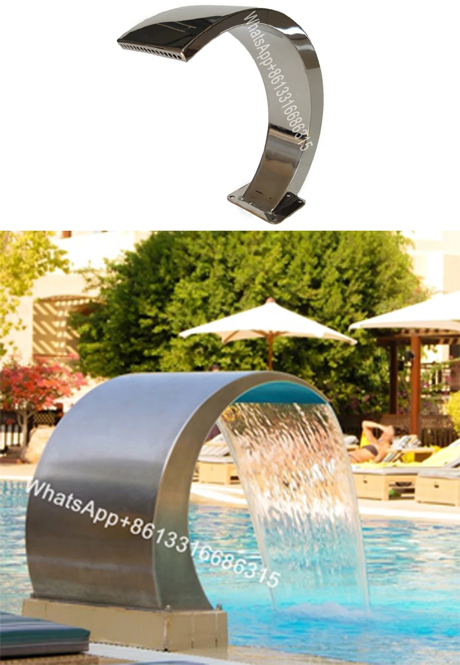 

Swimming pool equipment spa arc groove water jet massager stainless steel 304 fountain waterfall water curtain H250xD105mm