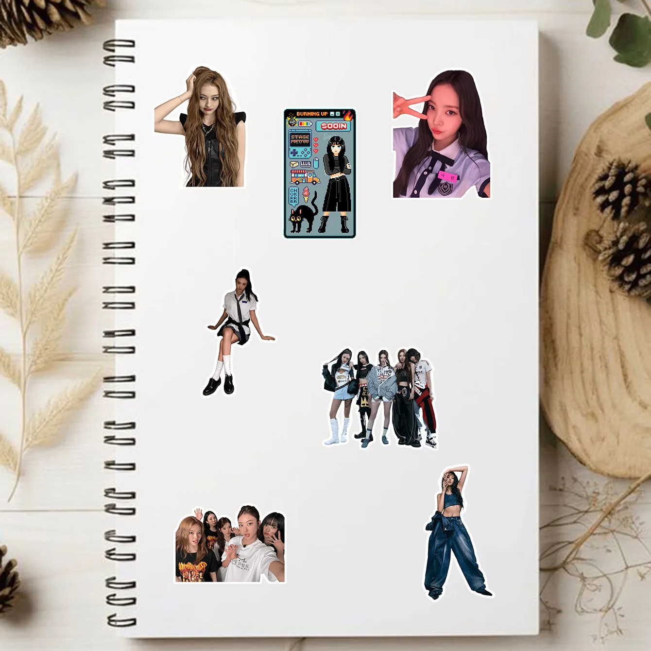55 قطعة/الحزمة Kpop MEOVV ملصقات حرق ألبوم ملصق مضاد للمياه آنا نارين غاوون سوين ستار المحيطي المشجعين جمع الهدايا